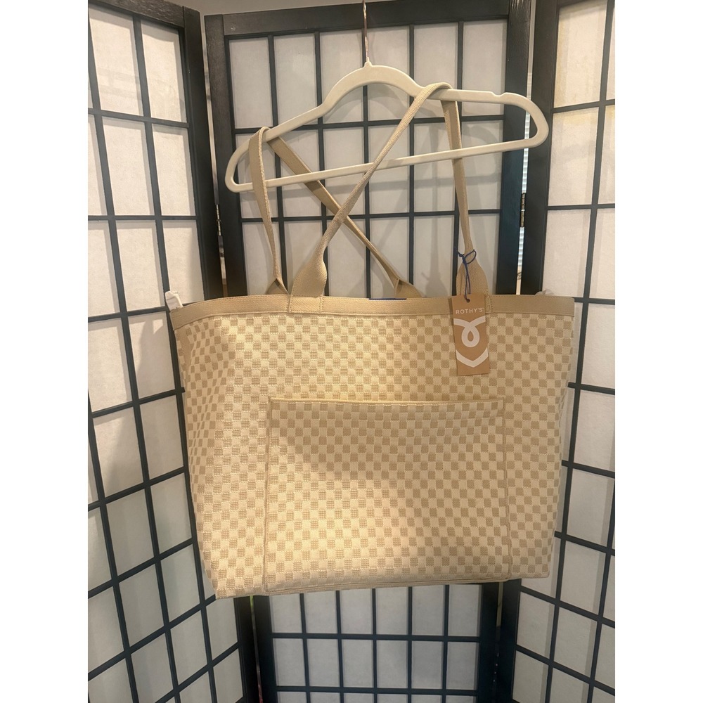 NWT Rothy's Checker Sand—neutral checkerboard+ washable+roomy sustainable tote.